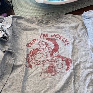 Christmas t shirt Santa and a beer